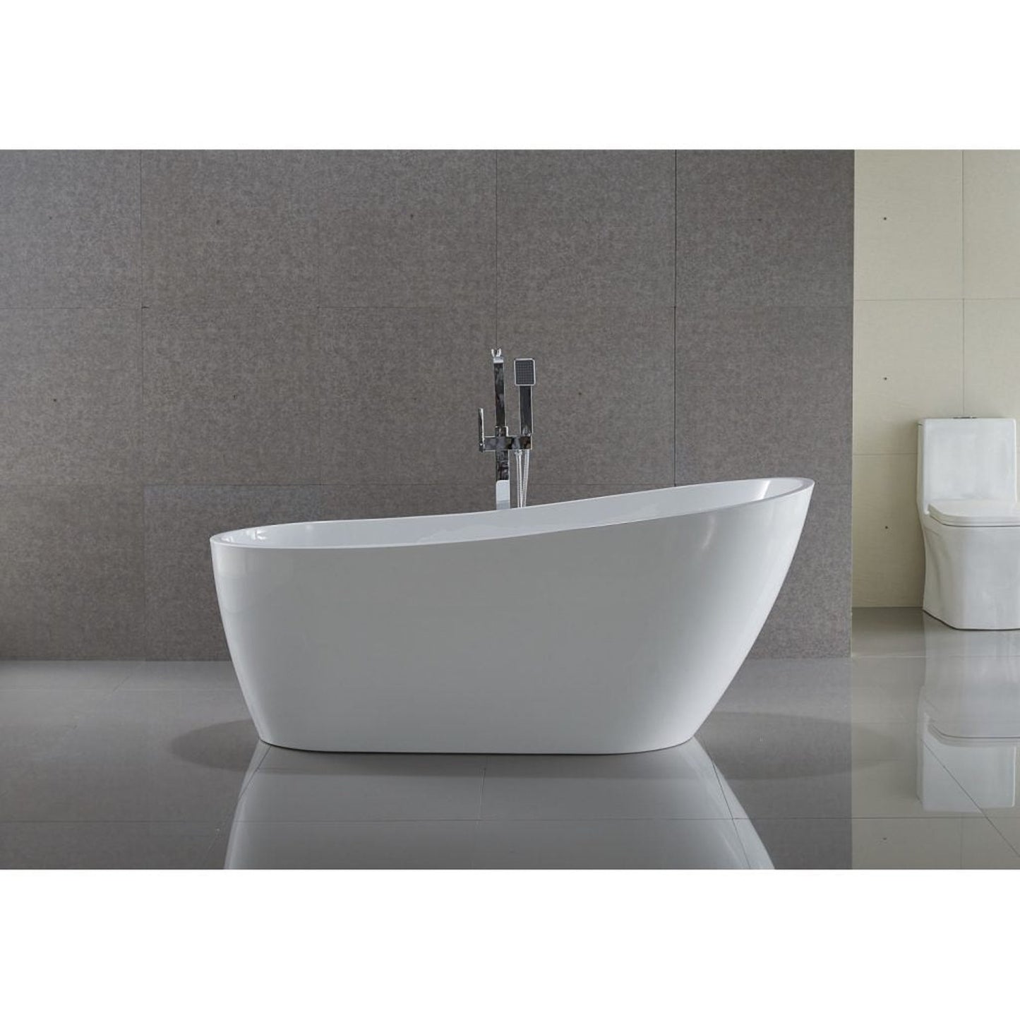 ANZZI Trend Series 67" x 32" Glossy White Freestanding Bathtub With Built-In Overflow and Pop-Up Drain