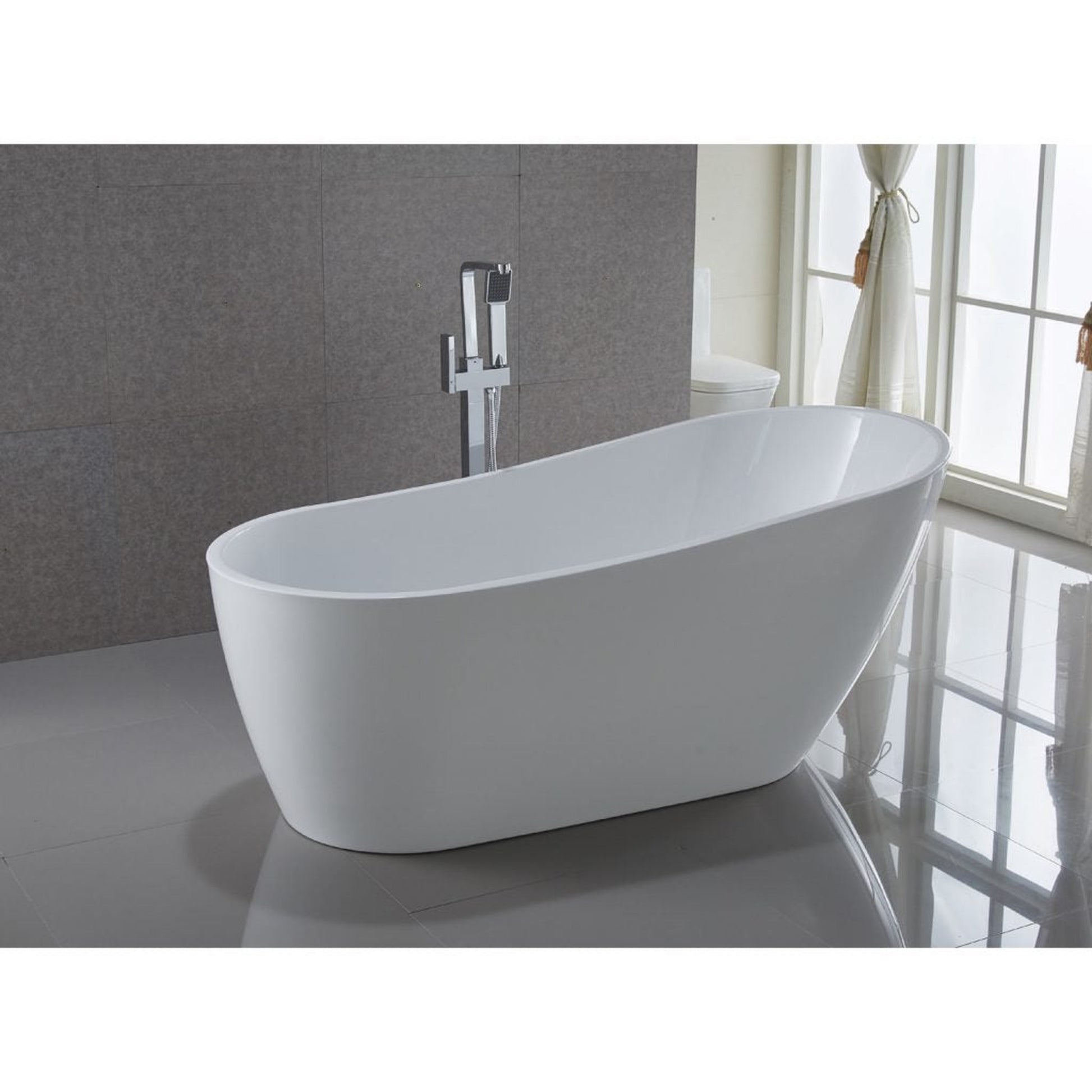 ANZZI Trend Series 67" x 32" Glossy White Freestanding Bathtub With Built-In Overflow and Pop-Up Drain