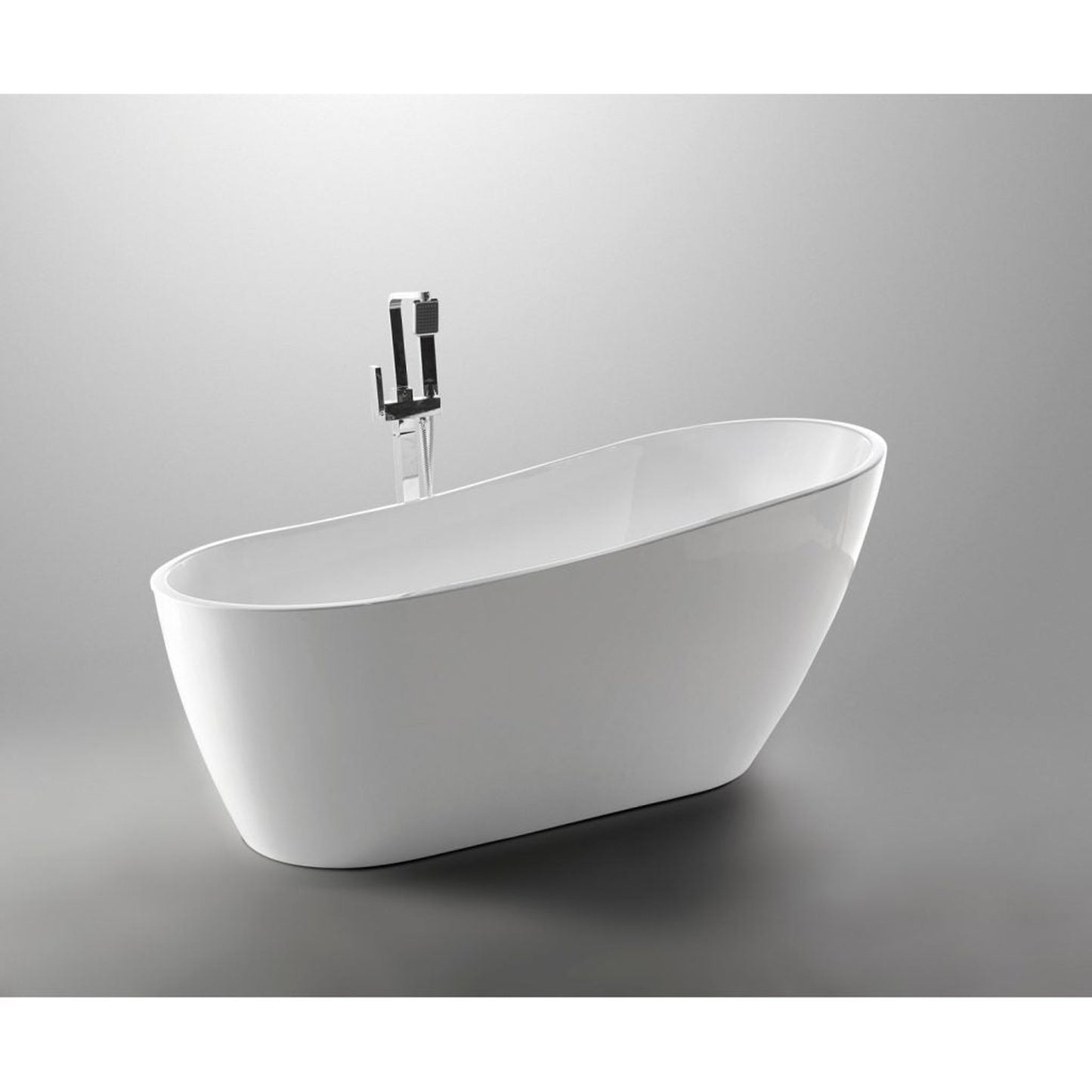 ANZZI Trend Series 67" x 32" Glossy White Freestanding Bathtub With Built-In Overflow and Pop-Up Drain