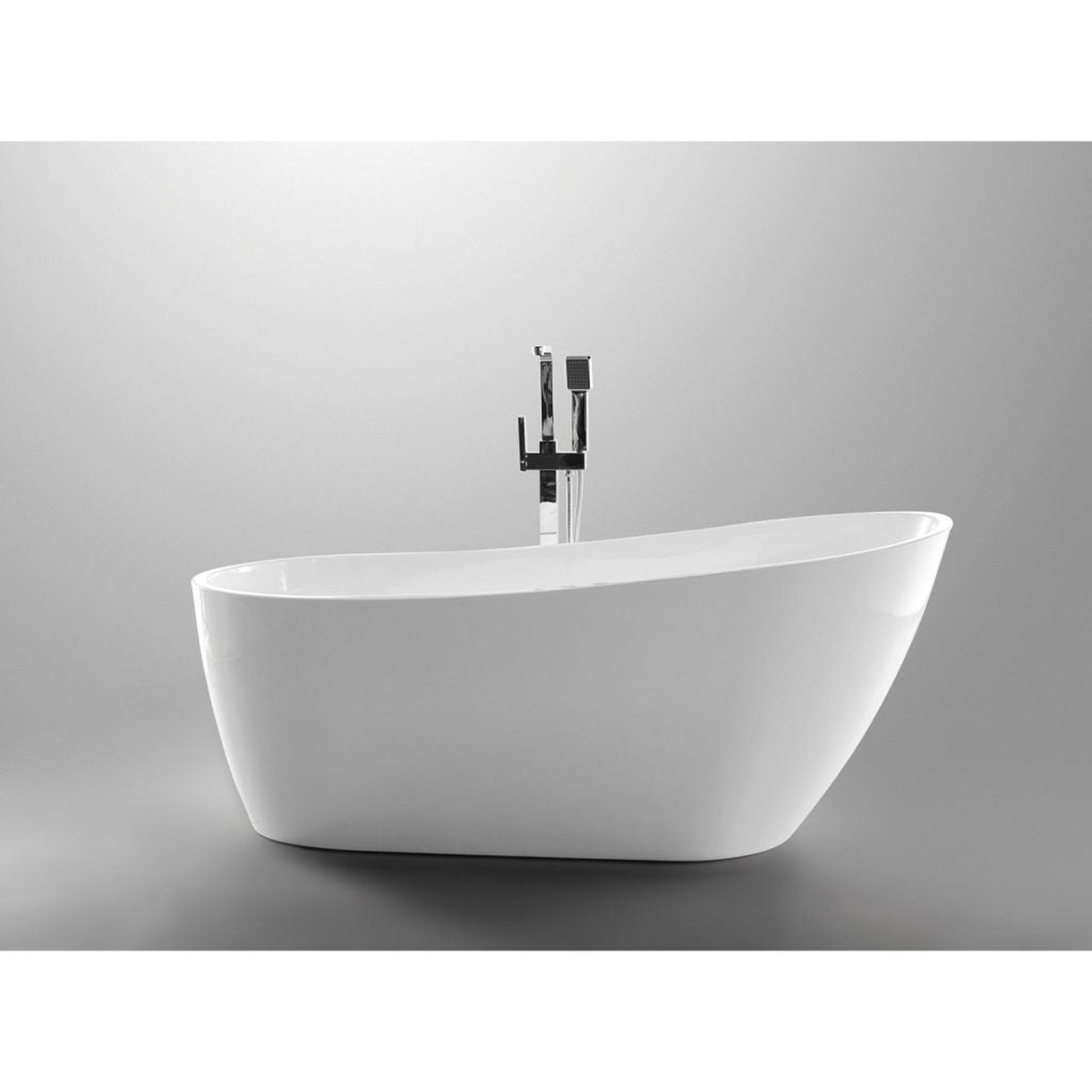 ANZZI Trend Series 67" x 32" Glossy White Freestanding Bathtub With Built-In Overflow and Pop-Up Drain