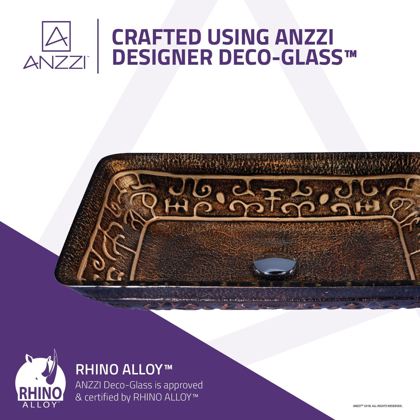 ANZZI Tuasavi Series 23" x 14" Rectangular Macedonian Bronze Vessel Sink With Polished Chrome Pop-Up Drain