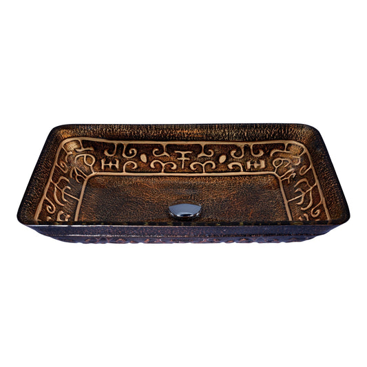 ANZZI Tuasavi Series 23" x 14" Rectangular Macedonian Bronze Vessel Sink With Polished Chrome Pop-Up Drain