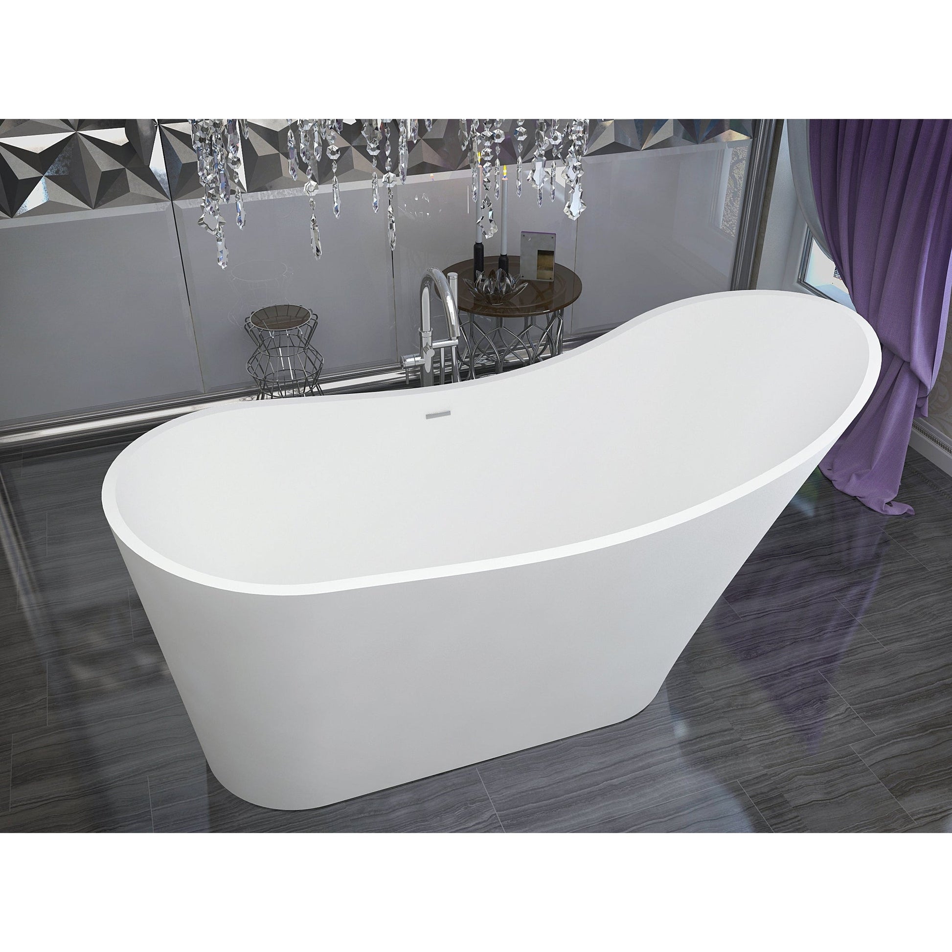 ANZZI Tuasavi Series 68" x 29" Matte White Freestanding Bathtub With Built-In Overflow and Pop-Up Drain