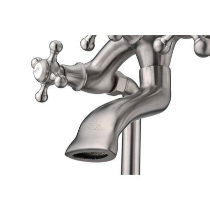 ANZZI Tugela Series 3-Handle Brushed Nickel Clawfoot Tub Faucet With Euro-Grip Handheld Sprayer