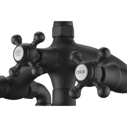 ANZZI Tugela Series 3-Handle Matte Black Clawfoot Tub Faucet With Euro-Grip Handheld Sprayer