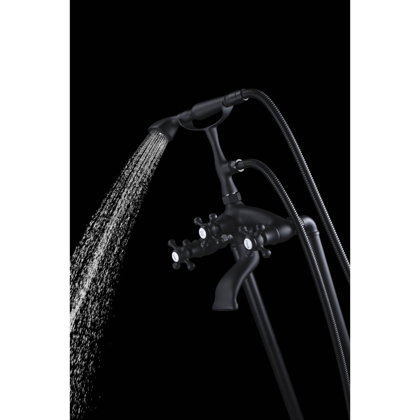 ANZZI Tugela Series 3-Handle Matte Black Clawfoot Tub Faucet With Euro-Grip Handheld Sprayer