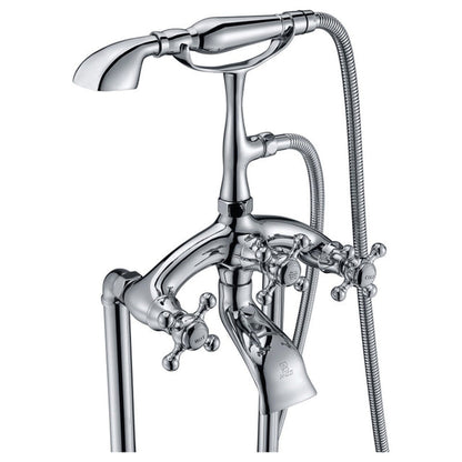 ANZZI Tugela Series 3-Handle Polished Chrome Clawfoot Tub Faucet With Euro-Grip Handheld Sprayer