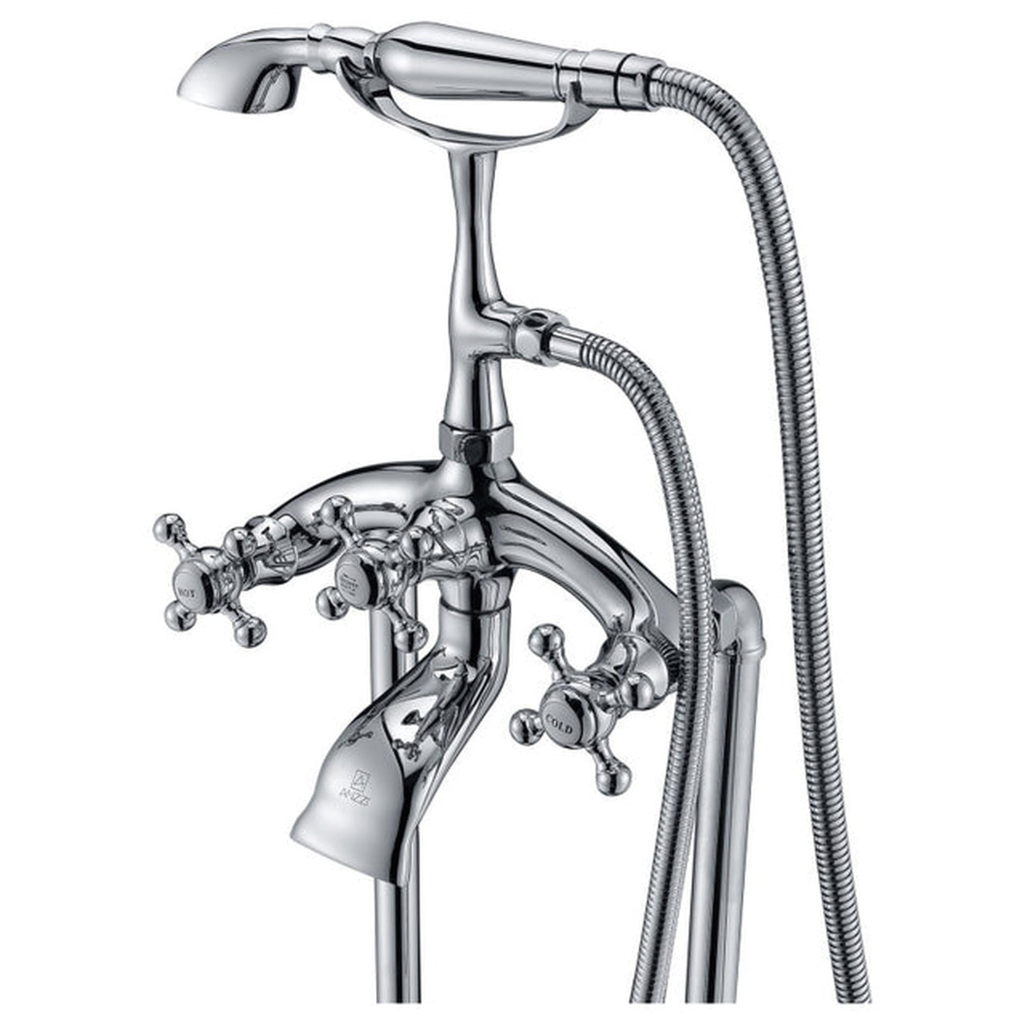 ANZZI Tugela Series 3-Handle Polished Chrome Clawfoot Tub Faucet With Euro-Grip Handheld Sprayer