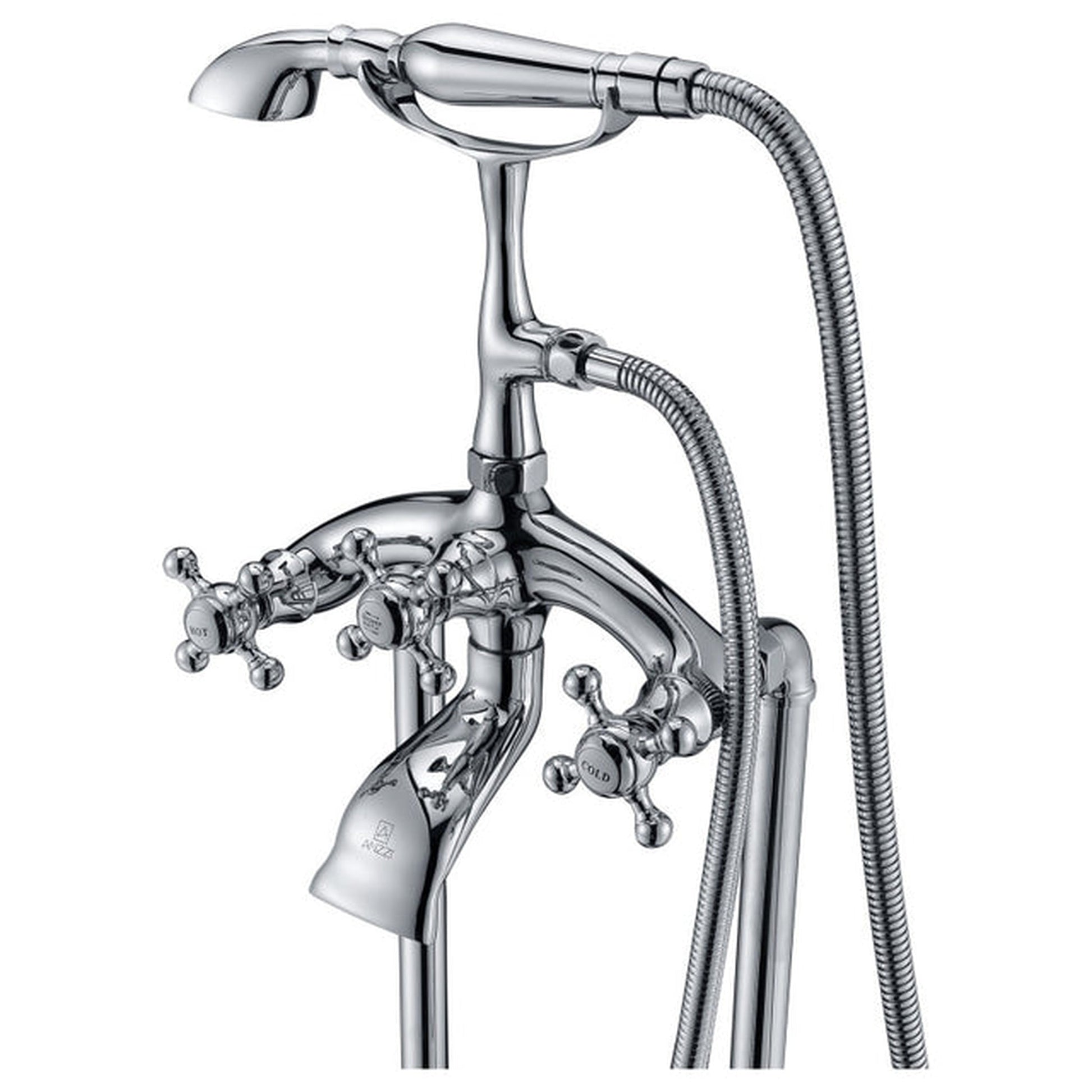 ANZZI Tugela Series 3-Handle Polished Chrome Clawfoot Tub Faucet With Euro-Grip Handheld Sprayer