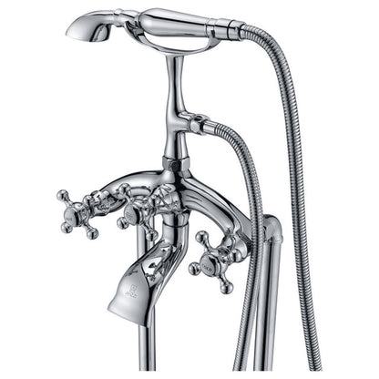 ANZZI Tugela Series 3-Handle Polished Chrome Clawfoot Tub Faucet With Euro-Grip Handheld Sprayer