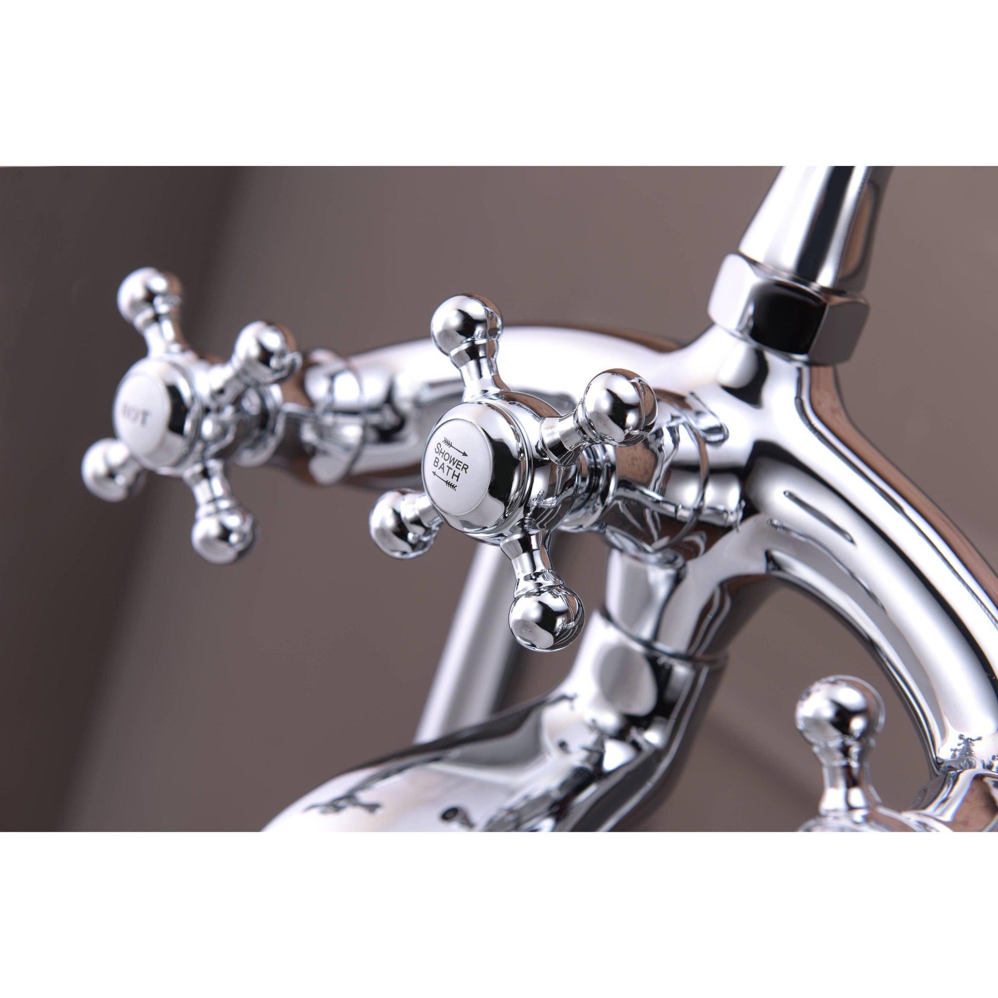 ANZZI Tugela Series 3-Handle Polished Chrome Clawfoot Tub Faucet With Euro-Grip Handheld Sprayer