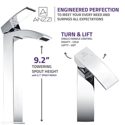 ANZZI Tutti Series 9" Single Hole Polished Chrome Bathroom Sink Faucet