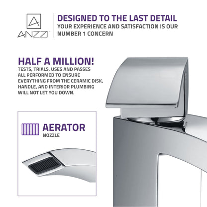 ANZZI Tutti Series 9" Single Hole Polished Chrome Bathroom Sink Faucet