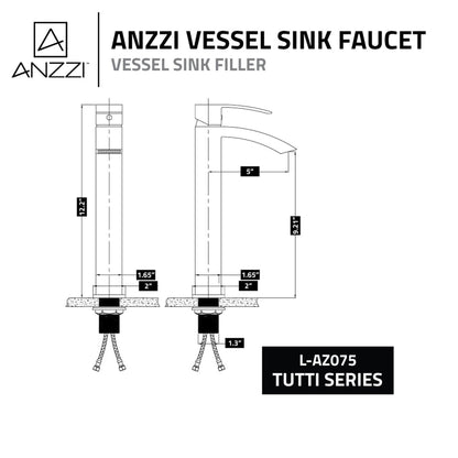 ANZZI Tutti Series 9" Single Hole Polished Chrome Bathroom Sink Faucet