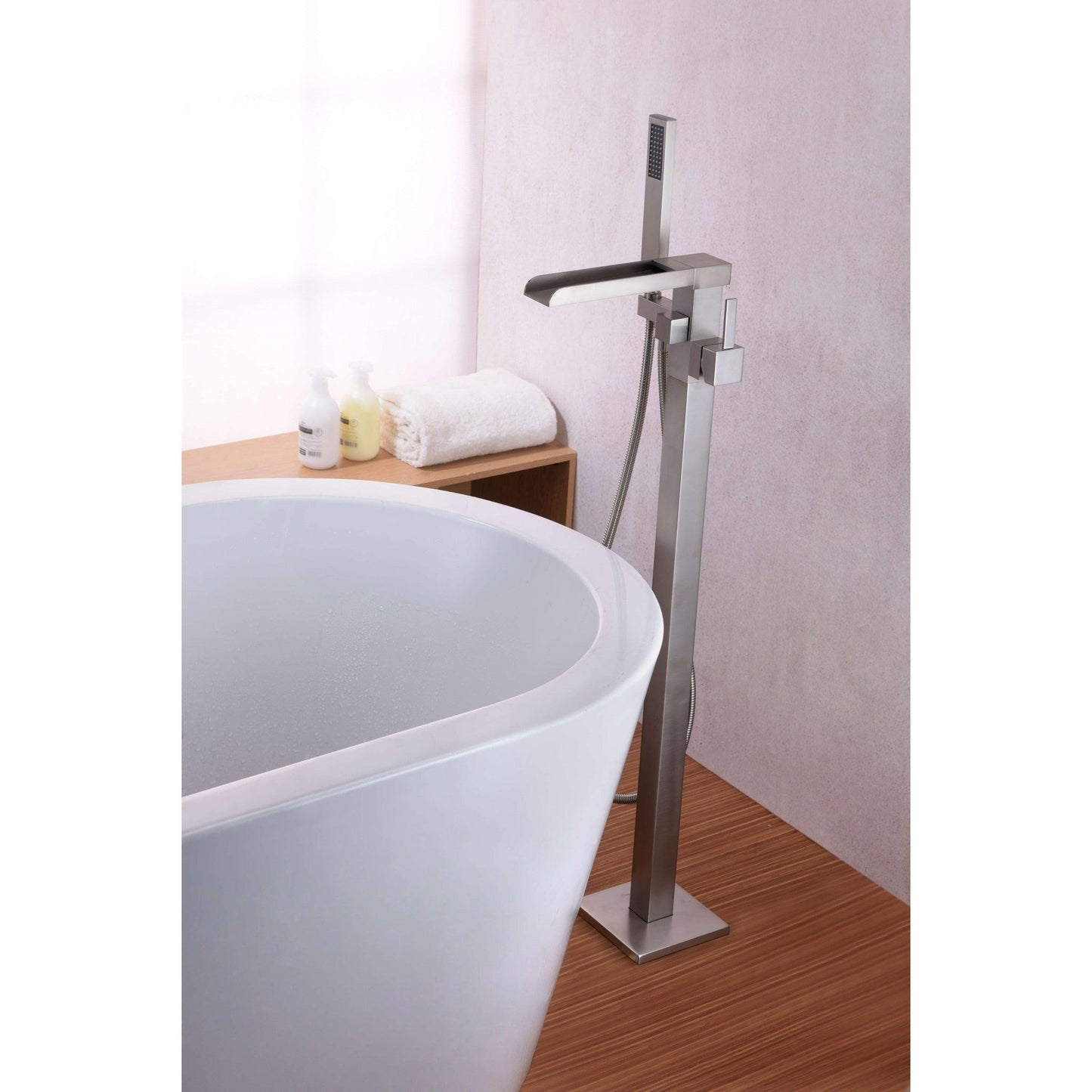 ANZZI Union Series 2-Handle Brushed Nickel Clawfoot Tub Faucet With Euro-Grip Handheld Sprayer