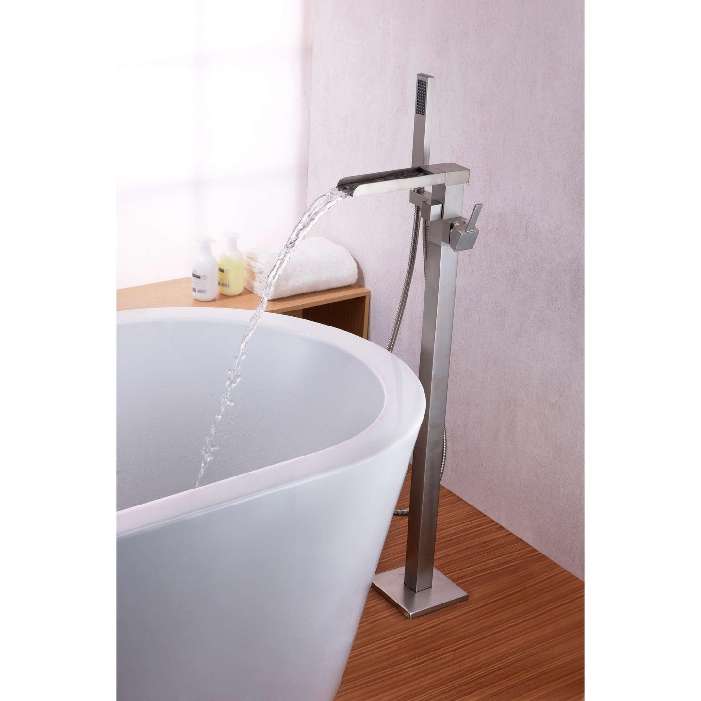 ANZZI Union Series 2-Handle Brushed Nickel Clawfoot Tub Faucet With Euro-Grip Handheld Sprayer