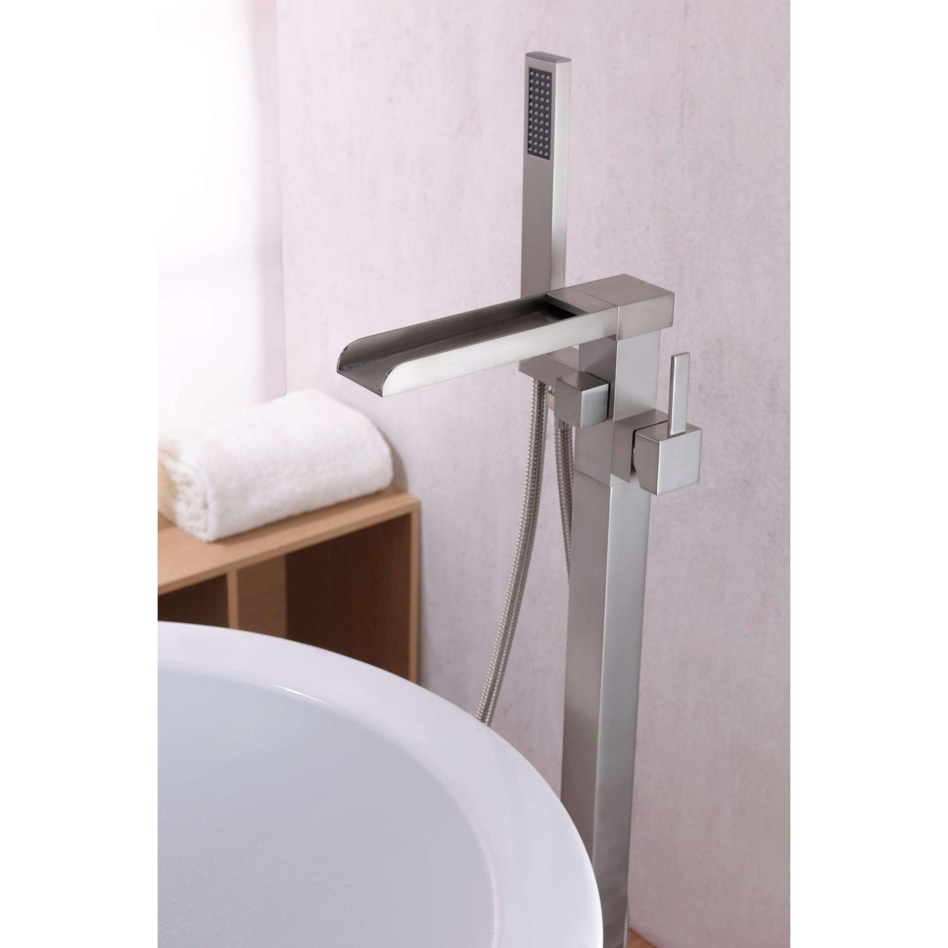 ANZZI Union Series 2-Handle Brushed Nickel Clawfoot Tub Faucet With Euro-Grip Handheld Sprayer