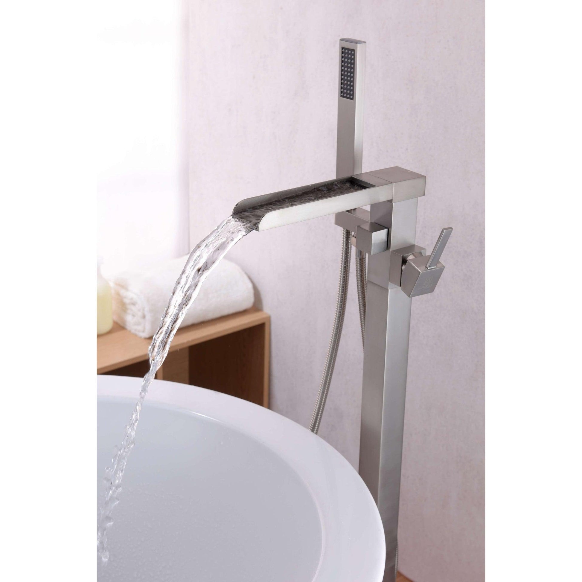 ANZZI Union Series 2-Handle Brushed Nickel Clawfoot Tub Faucet With Euro-Grip Handheld Sprayer