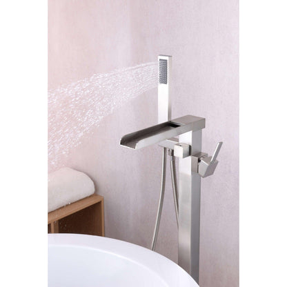 ANZZI Union Series 2-Handle Brushed Nickel Clawfoot Tub Faucet With Euro-Grip Handheld Sprayer