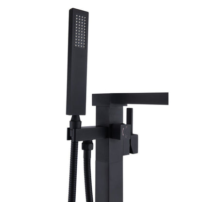 ANZZI Union Series 2-Handle Matte Black Clawfoot Tub Faucet With Euro-Grip Handheld Sprayer