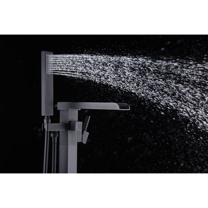 ANZZI Union Series 2-Handle Matte Black Clawfoot Tub Faucet With Euro-Grip Handheld Sprayer