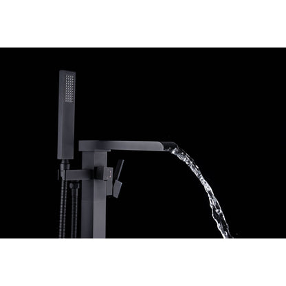 ANZZI Union Series 2-Handle Matte Black Clawfoot Tub Faucet With Euro-Grip Handheld Sprayer