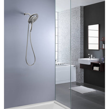 ANZZI Valkrie Series Wall-Mounted Brushed Nickel Dual Mode Shower Head System With Magnetic Diverter