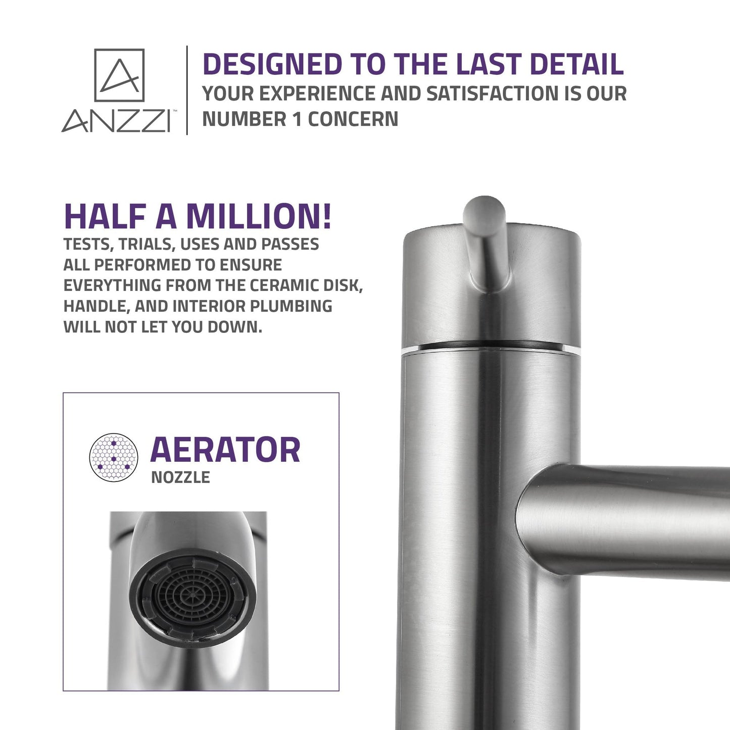 ANZZI Valle Series 4" Single Hole Brushed Nickel Bathroom Sink Faucet