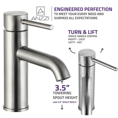 ANZZI Valle Series 4" Single Hole Brushed Nickel Bathroom Sink Faucet