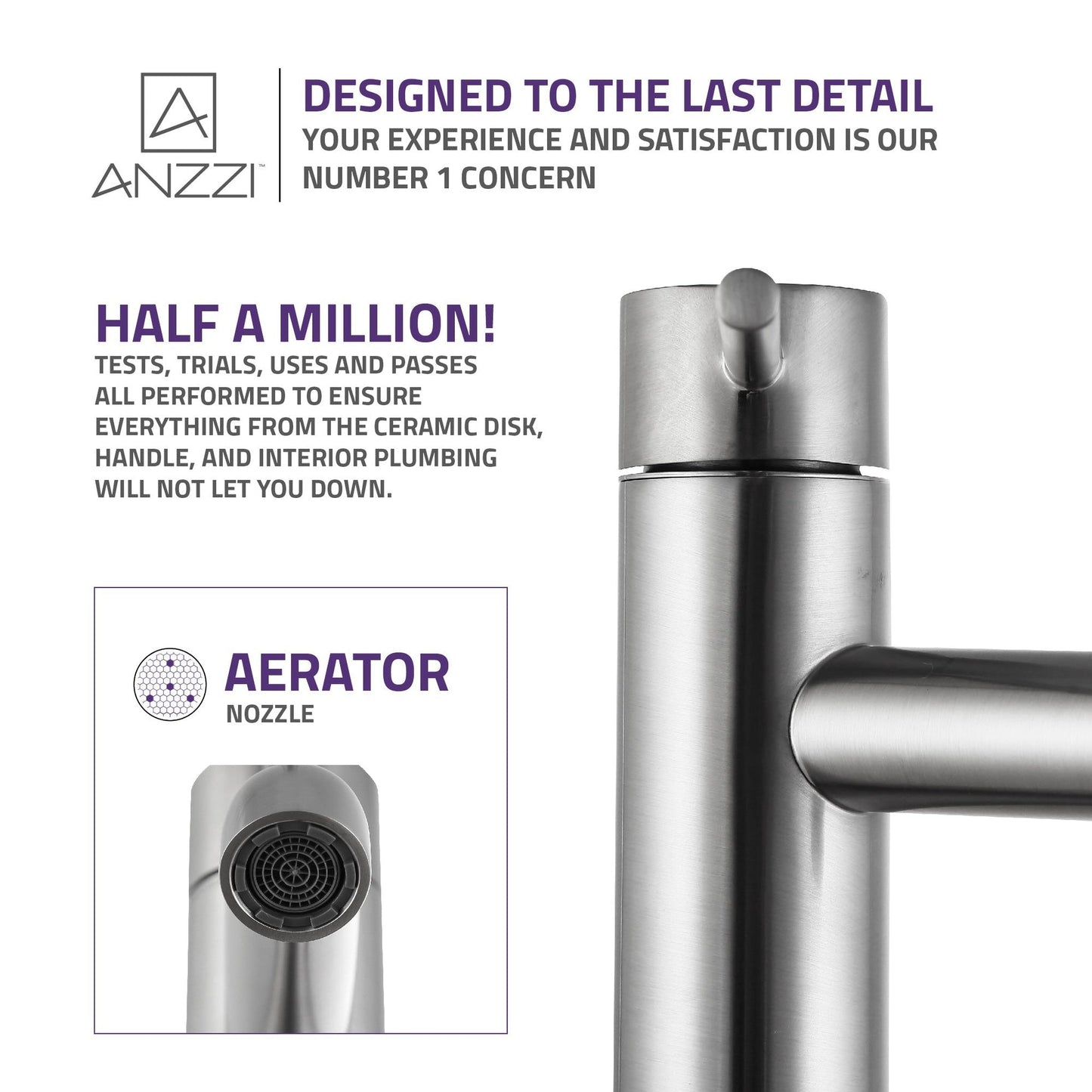 ANZZI Valle Series 9" Single Hole Brushed Nickel Bathroom Sink Faucet