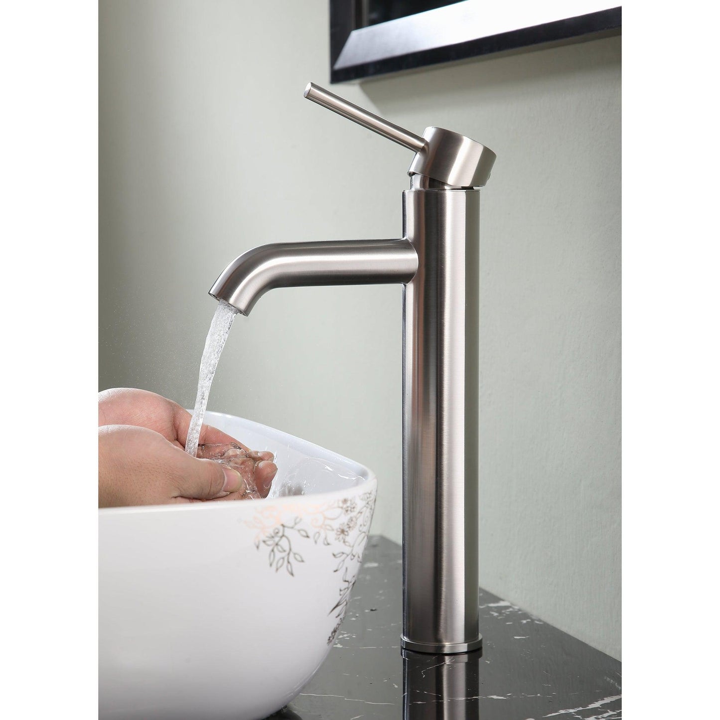 ANZZI Valle Series 9" Single Hole Brushed Nickel Bathroom Sink Faucet