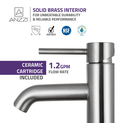 ANZZI Valle Series 9" Single Hole Brushed Nickel Bathroom Sink Faucet