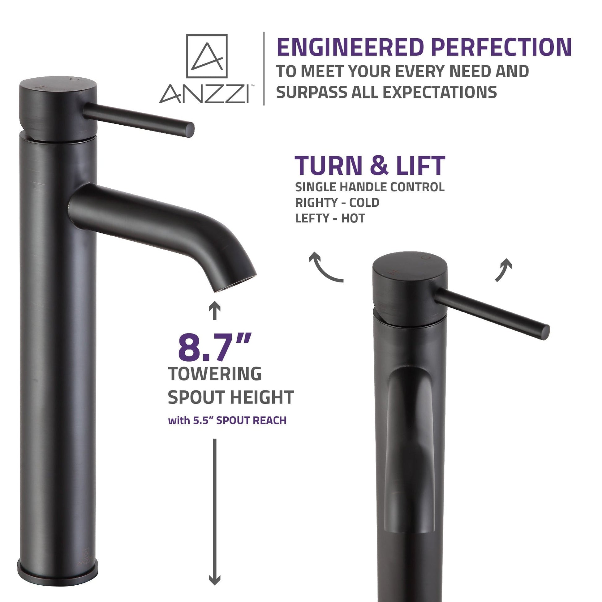 ANZZI Valle Series 9" Single Hole Oil Rubbed Bronze Bathroom Sink Faucet