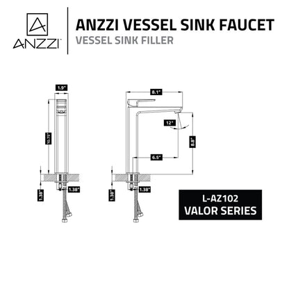 ANZZI Valor Series 9" Single Hole Brushed Nickel Bathroom Sink Faucet