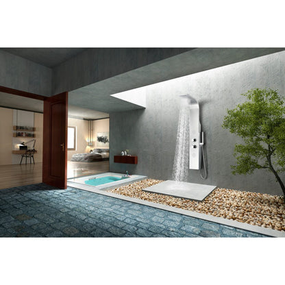 ANZZI Vanzer Series 52" Brushed Stainless Steel 2-Jetted Full Body Shower Panel With Heavy Rain Shower Head and Euro-Grip Hand Sprayer
