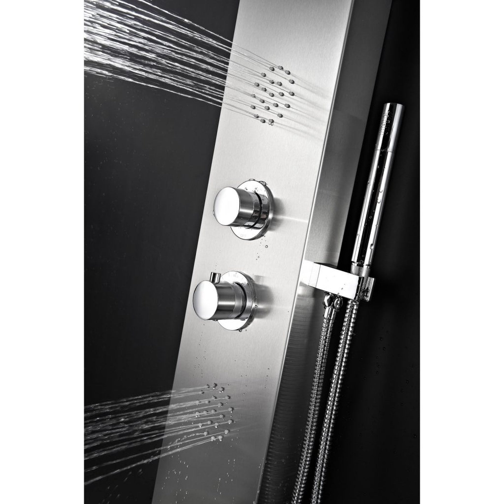 ANZZI Vanzer Series 52" Brushed Stainless Steel 2-Jetted Full Body Shower Panel With Heavy Rain Shower Head and Euro-Grip Hand Sprayer