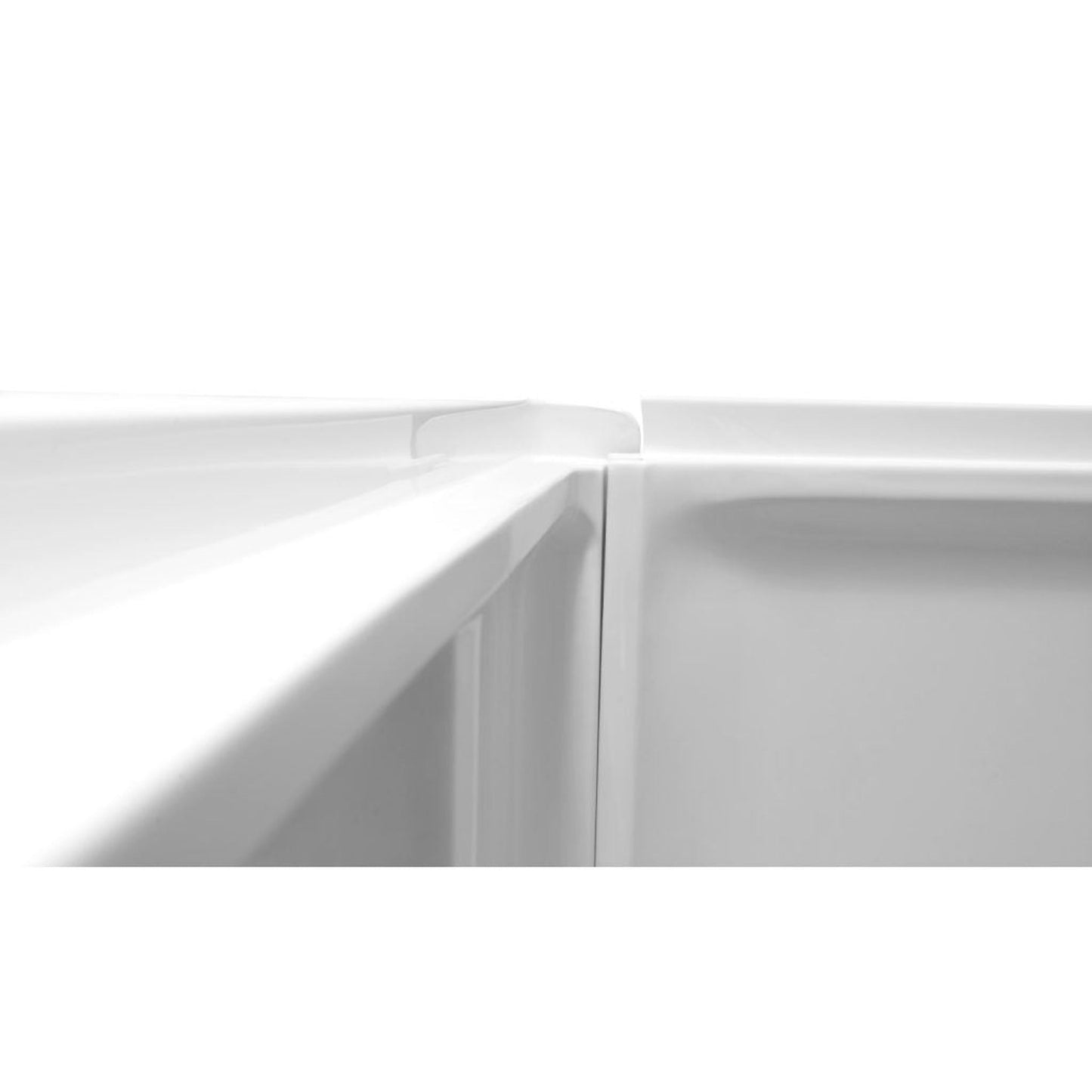 ANZZI Vasu Series 60" x 36" x 74" White Acrylic Corner Two Piece Shower Wall System With 6 Built-in Shelves