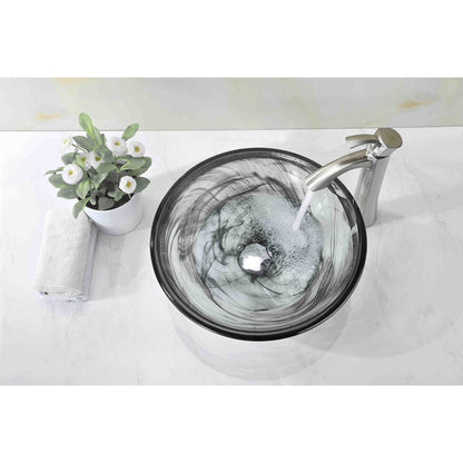 ANZZI Verabue Series 17" x 17" Round Slumber Wisp Vessel Sink With Polished Chrome Pop-Up Drain