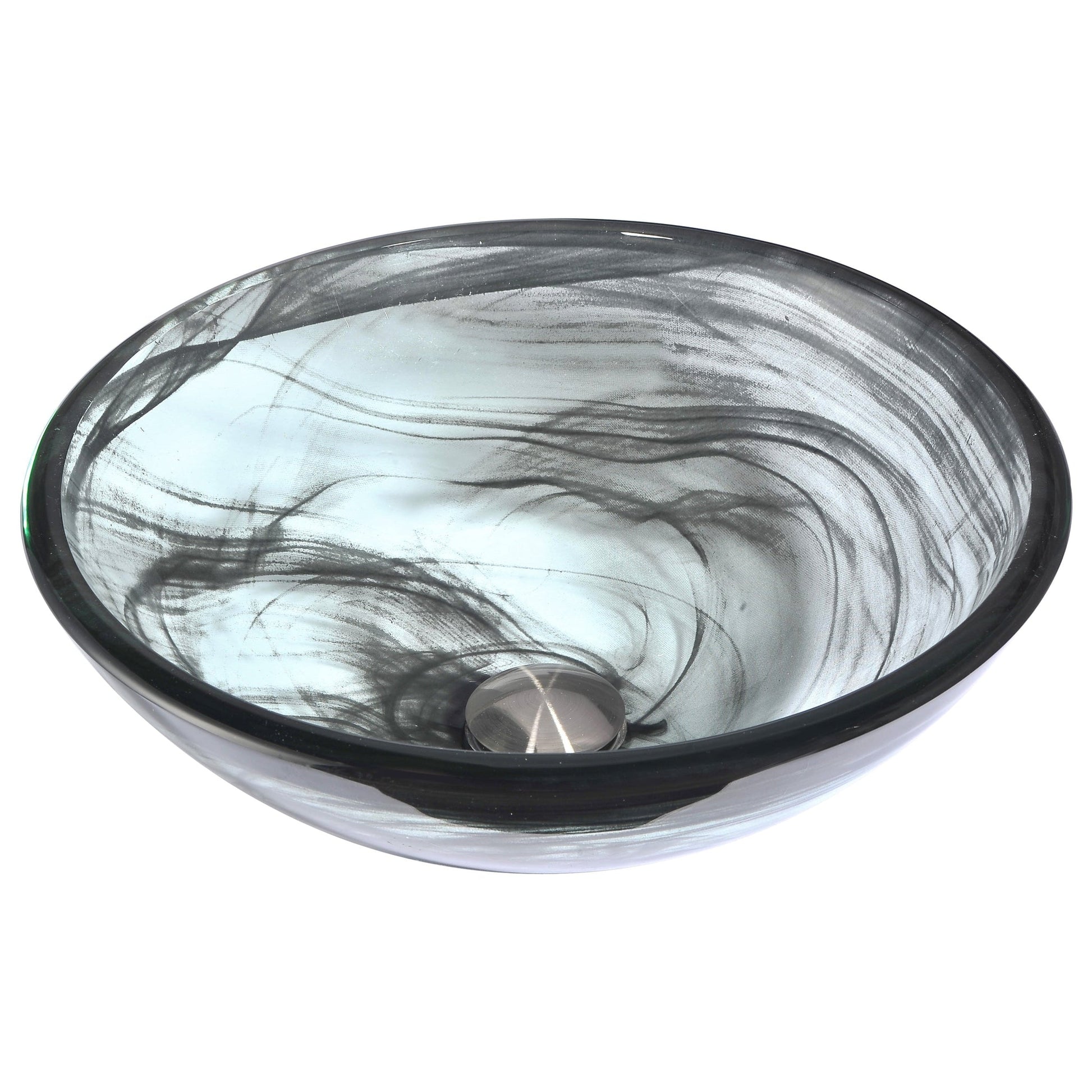 ANZZI Verabue Series 17" x 17" Round Slumber Wisp Vessel Sink With Polished Chrome Pop-Up Drain