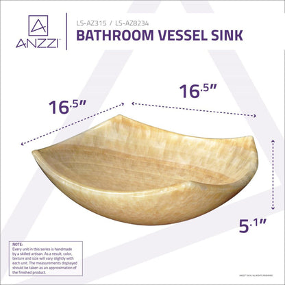 ANZZI Vespa Series 17" x 17" Square Shape Cream Jade Vessel Sink