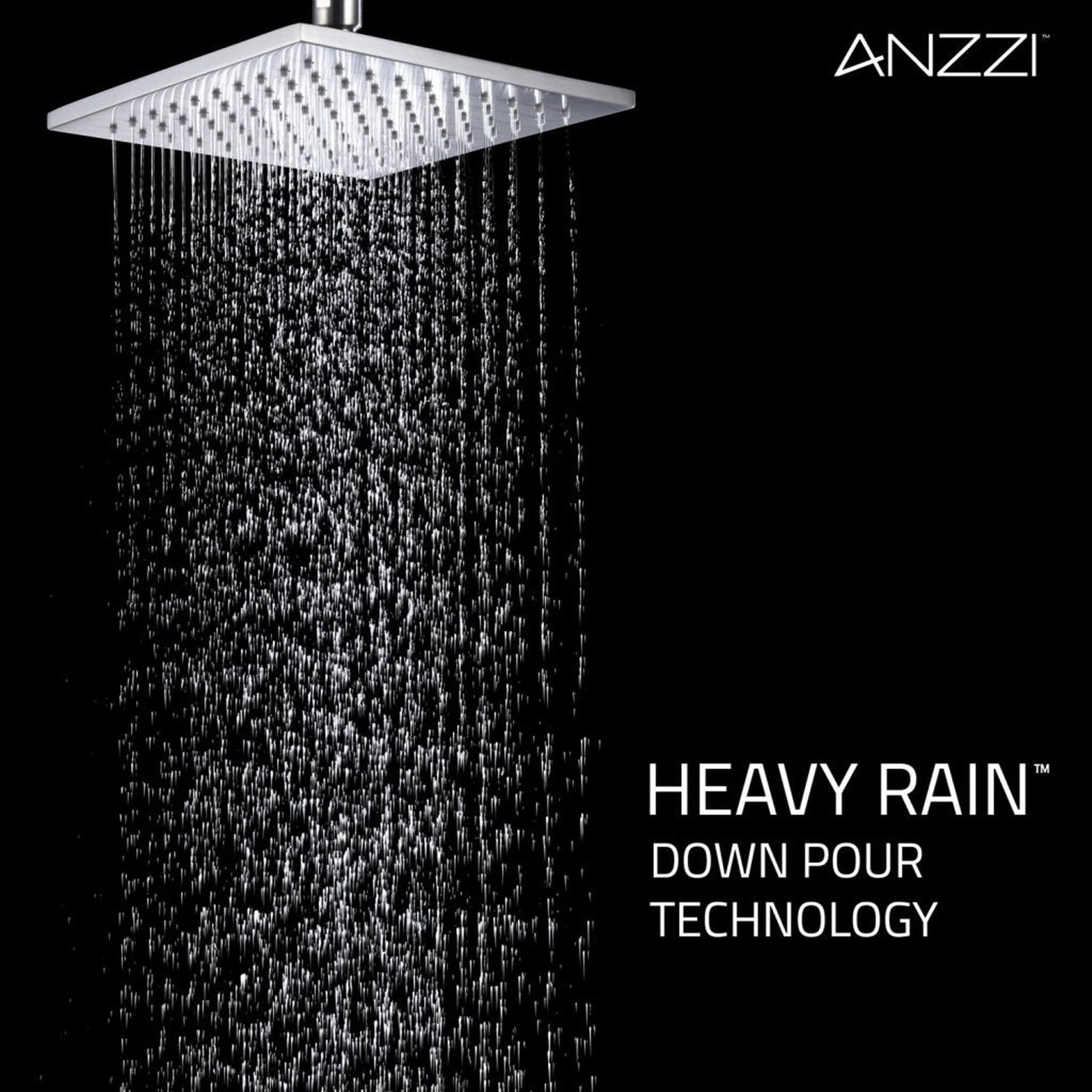 ANZZI Viace Series Wall-Mounted Brushed Nickel Single Handle Fixed Heavy Rain Shower Head