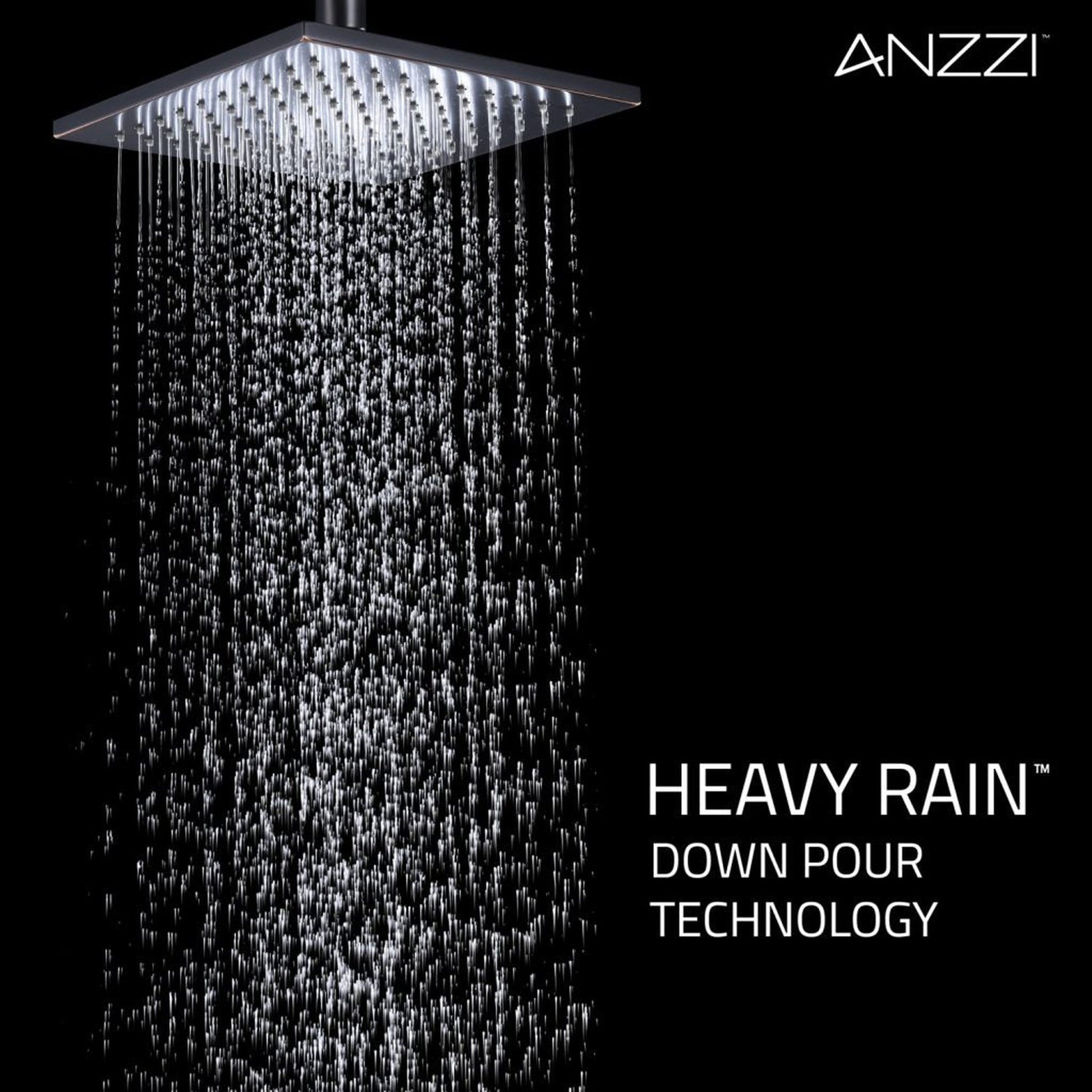 ANZZI Viace Series Wall-Mounted Oil Rubbed Bronze Single Handle Fixed Heavy Rain Shower Head