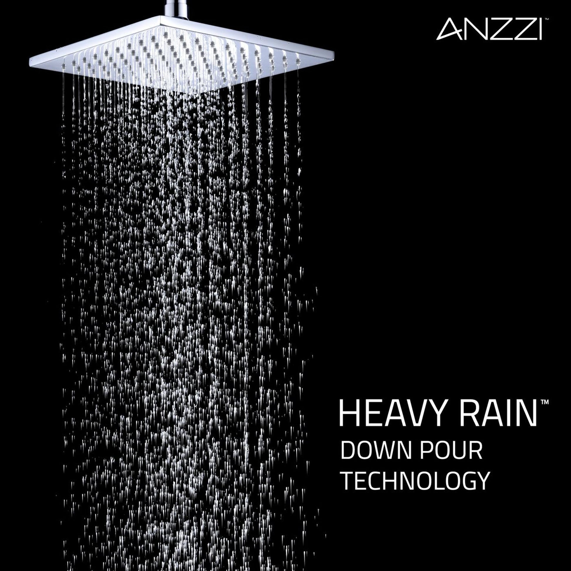 ANZZI Viace Series Wall-Mounted Polished Chrome Single Handle Fixed Heavy Rain Shower Head