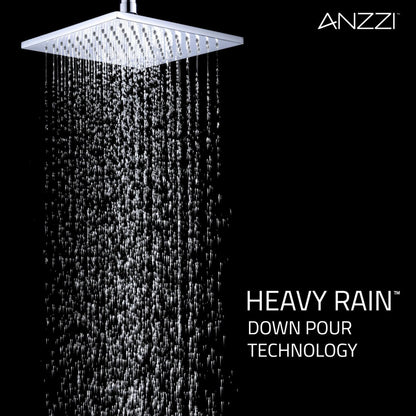 ANZZI Viace Series Wall-Mounted Polished Chrome Single Handle Fixed Heavy Rain Shower Head