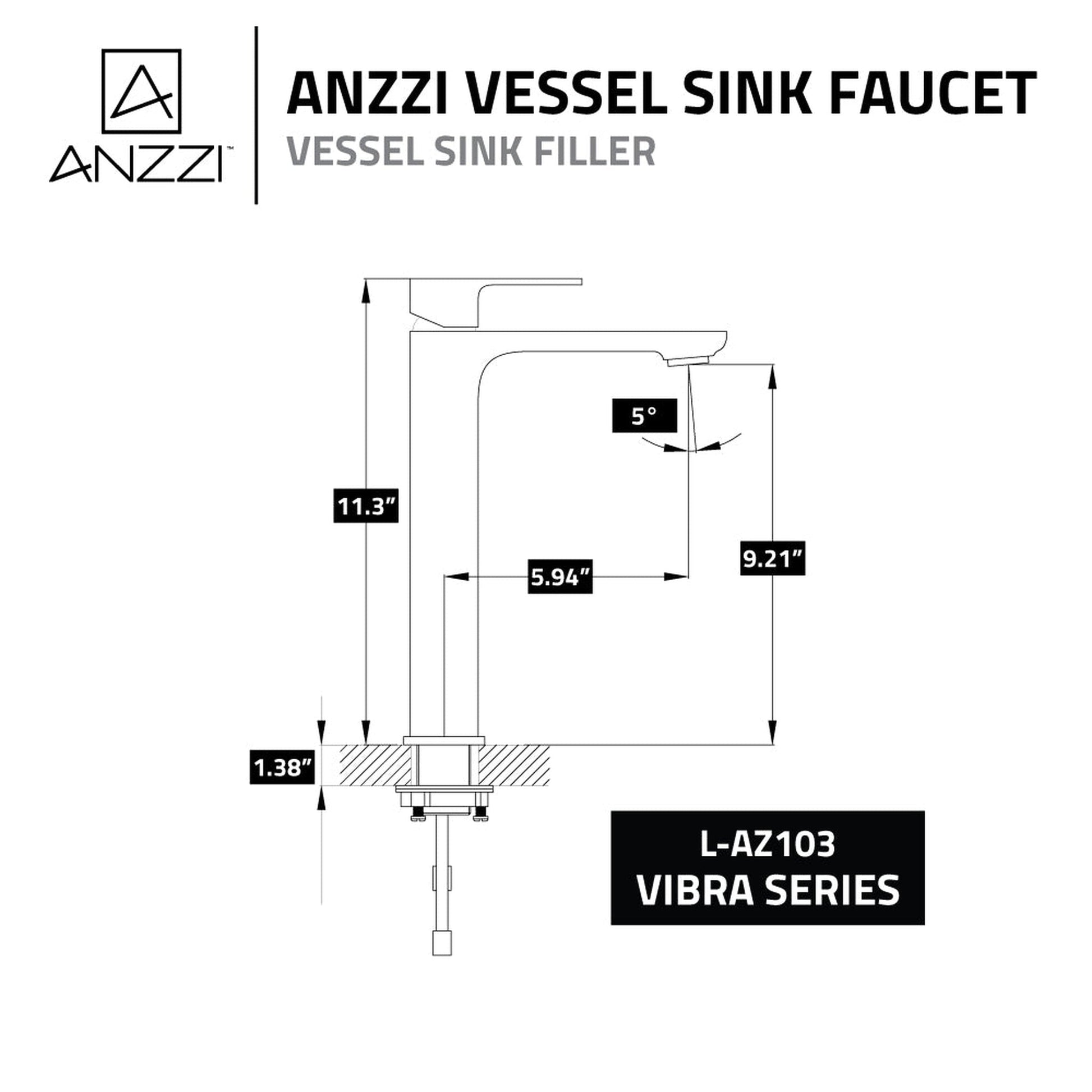 ANZZI Vibra Series 9" Single Hole Polished Chrome Bathroom Sink Faucet