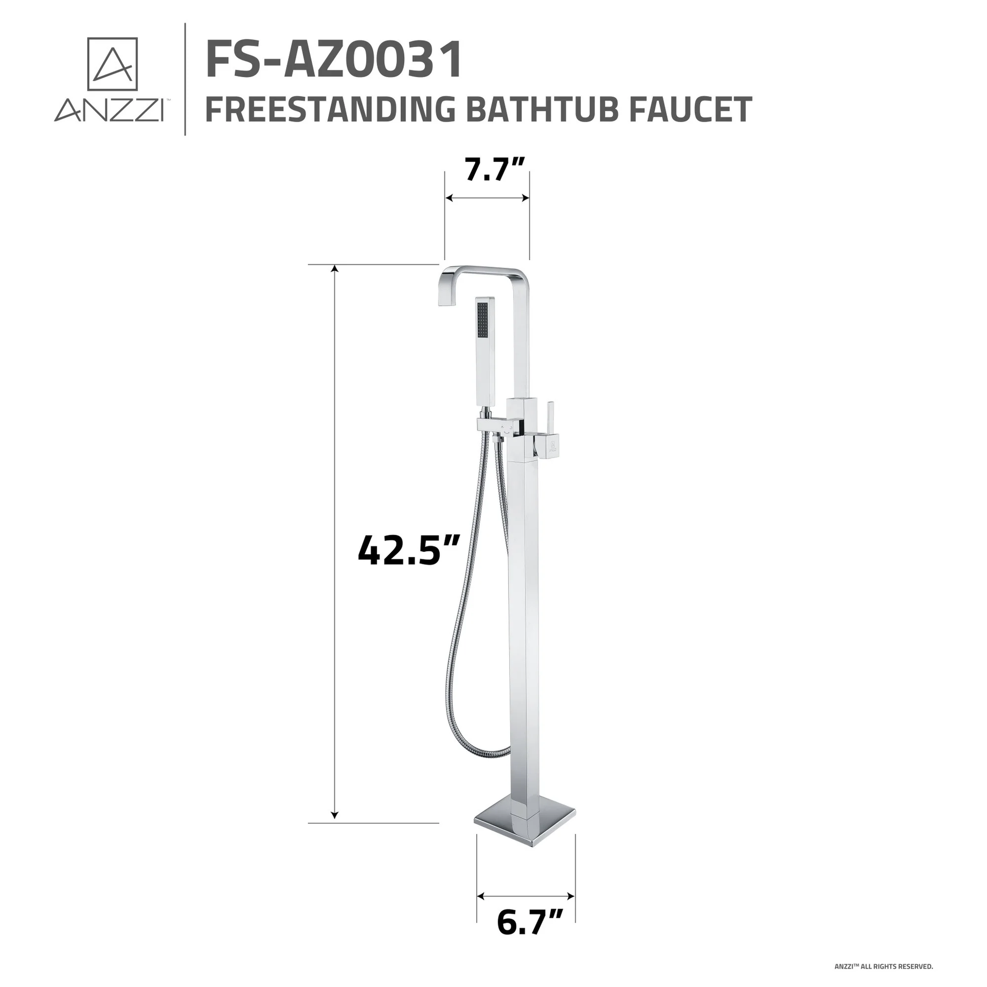 ANZZI Victoria Series 2-Handle Brushed Nickel Clawfoot Tub Faucet With Euro-Grip Handheld Sprayer