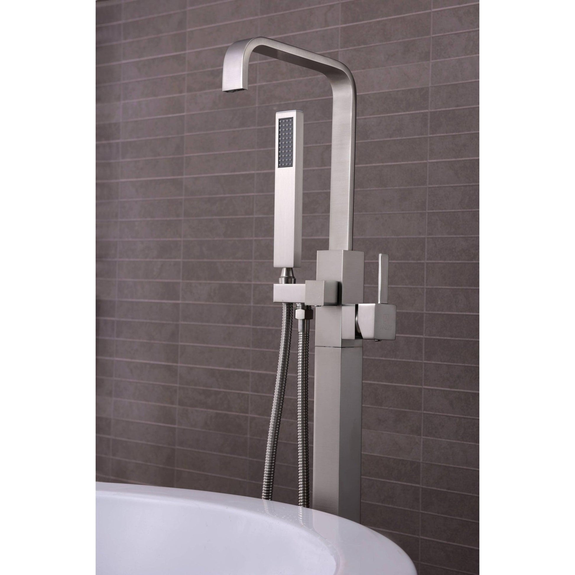 ANZZI Victoria Series 2-Handle Brushed Nickel Clawfoot Tub Faucet With Euro-Grip Handheld Sprayer