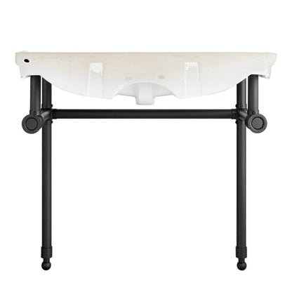 ANZZI Viola Series 35" x 34" White Ceramic Console Sink With Matte Black Stainless Steel Stand Legs