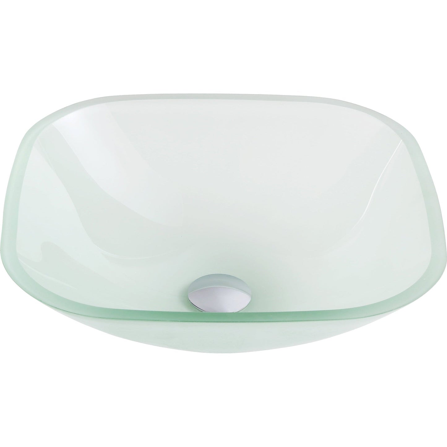 ANZZI Vista Series 17" x 17" Square Shape Lustrous Frosted Deco-Glass Vessel Sink With Polished Chrome Pop-Up Drain
