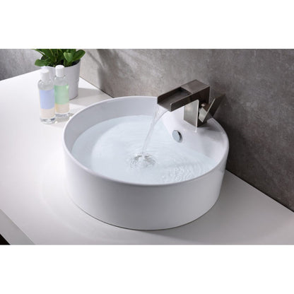 ANZZI Vitruvius Series 19" x 19" Single Hole Round Glossy White Vessel Sink With Built-In Overflow
